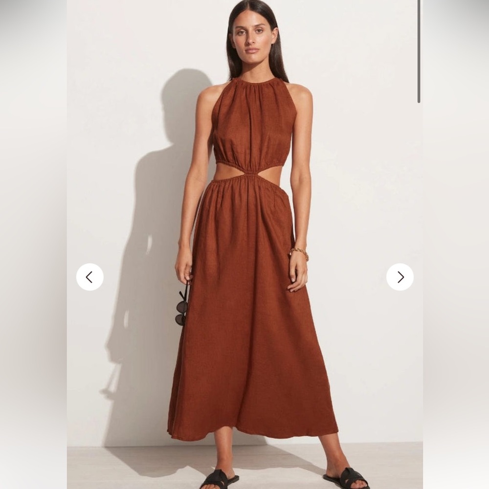 Faithfull the Brand Trapani midi dress, rust linen